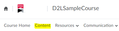 D2L Content Tab